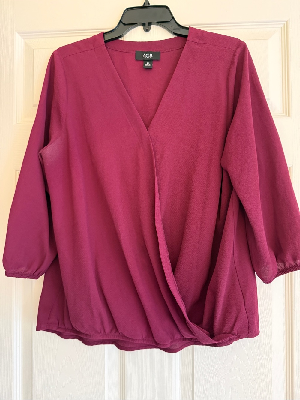 AGB Women's burgundy Surplice Blouse
